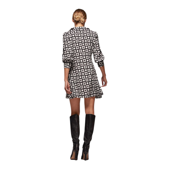 Zara Nadia RARE Blogger Favorite Button Down Shirt Dress Mod Print Black/White - Picture 3 of 8